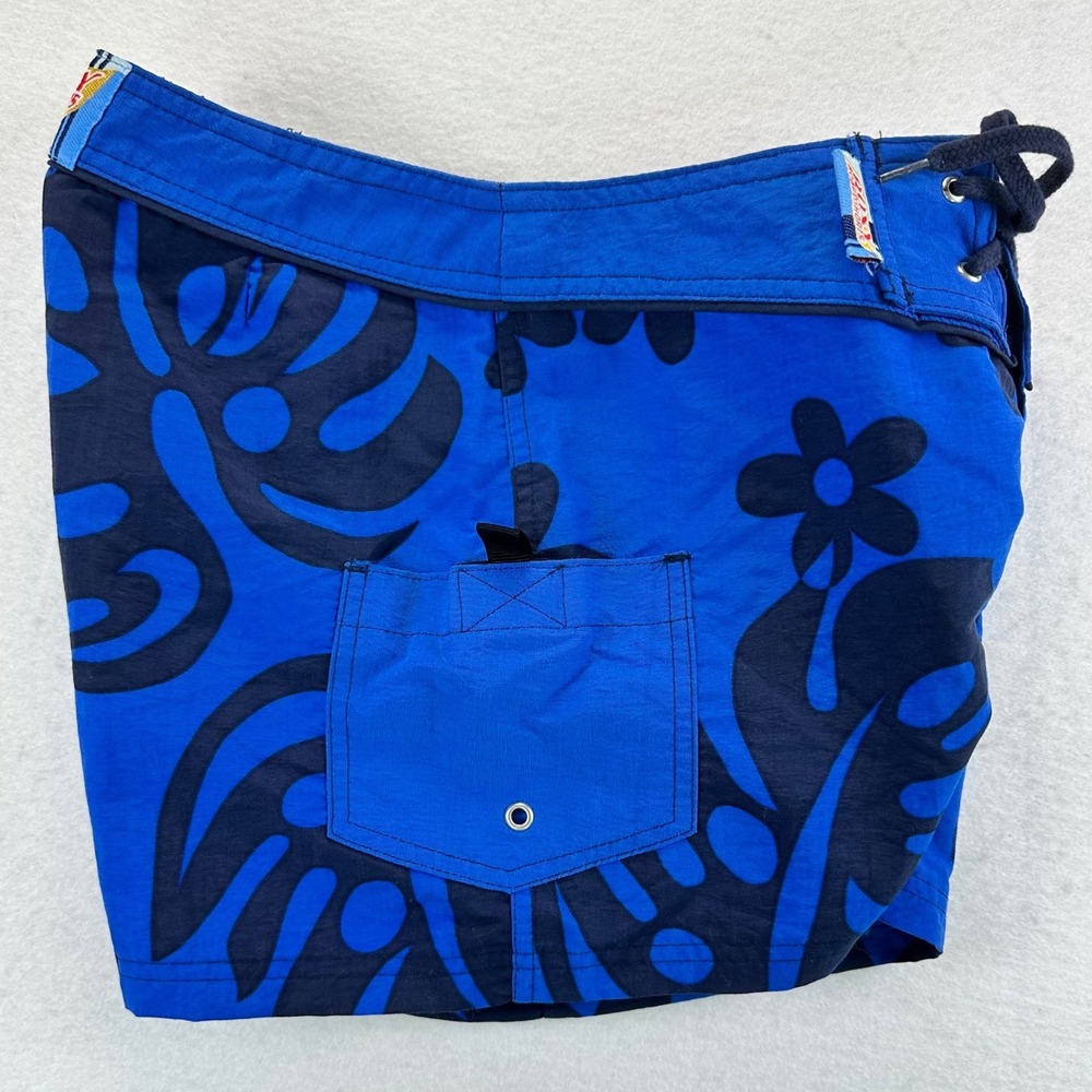 Vintage Roxy Quiksilver Blue Floral Board Shorts Juniors Size 1 Y2K Hibiscus - Picture 2 of 14